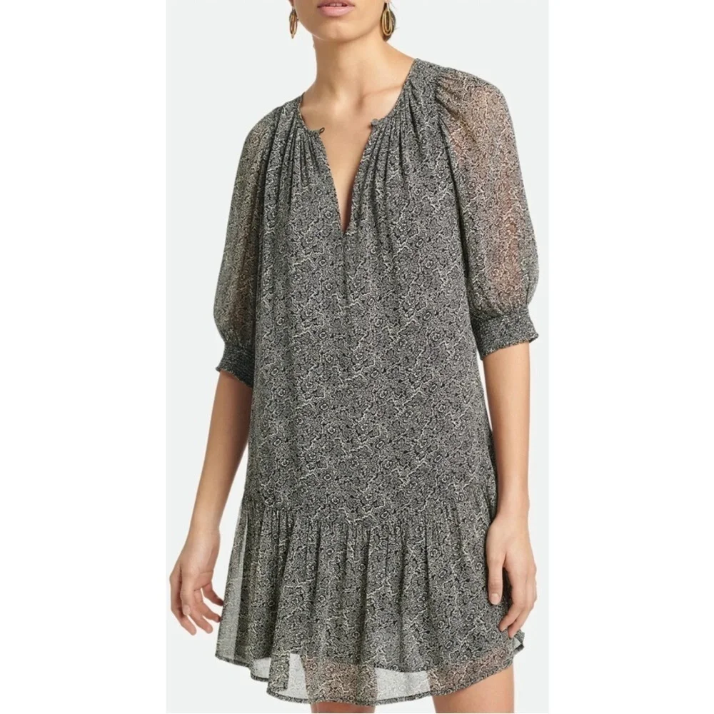 VANESSA BRUNO Alphée dress Mini Black & White Floral Size 34 US 0